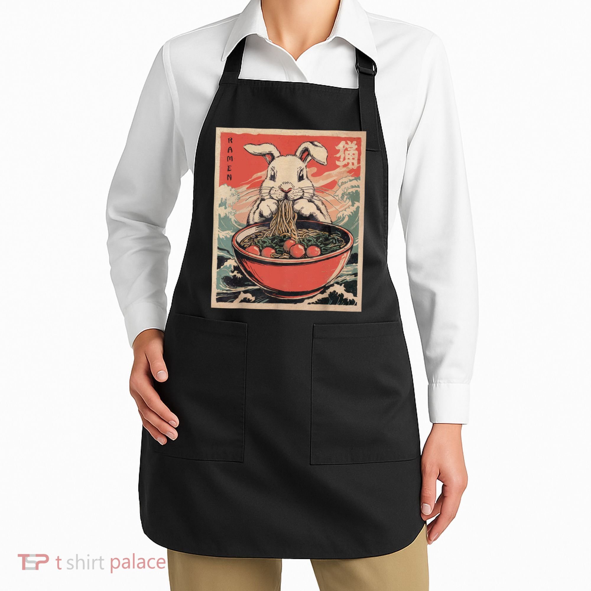 Easter Bunny Anime Ramen Tees Japanese Kawaii Funny Graphic  Apron