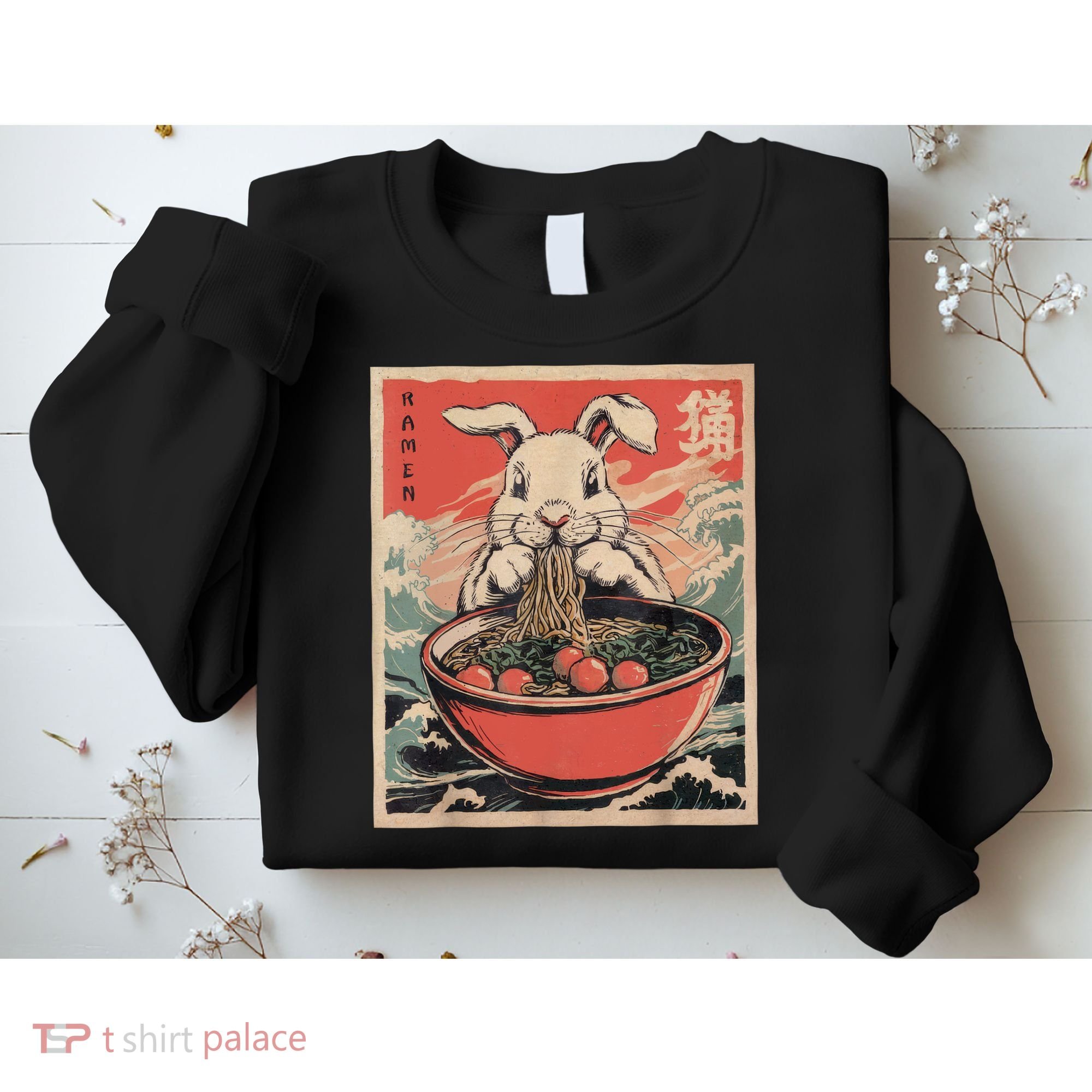 Easter Bunny Anime Ramen Tees Japanese Kawaii Funny Graphic  Sweatshirt