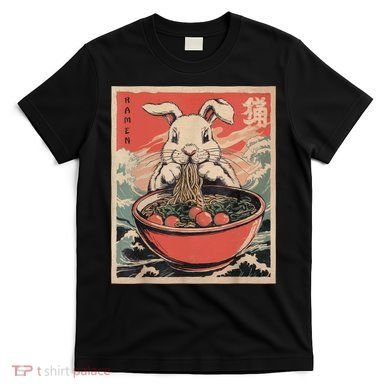 Easter Bunny Anime Ramen Tees Japanese Kawaii Funny Graphic  T-Shirt
