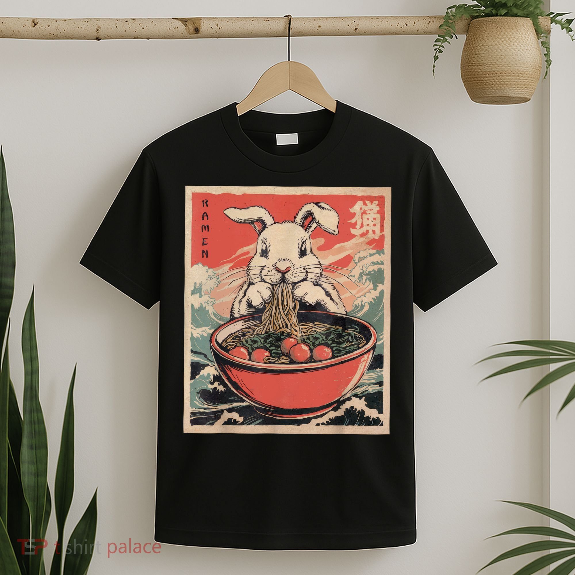 Easter Bunny Anime Ramen Tees Japanese Kawaii Funny Graphic  T-Shirt
