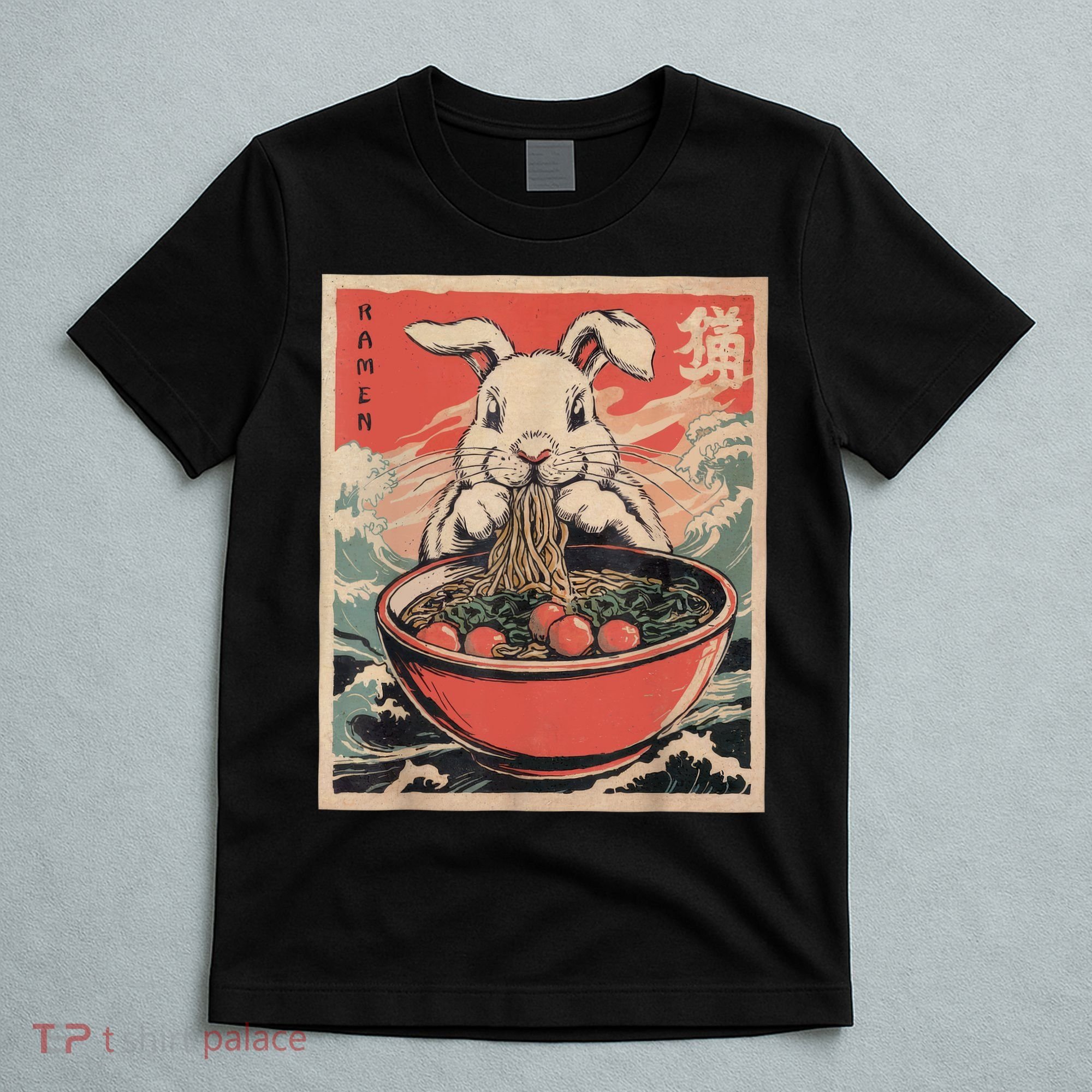 Easter Bunny Anime Ramen Tees Japanese Kawaii Funny Graphic  T-Shirt