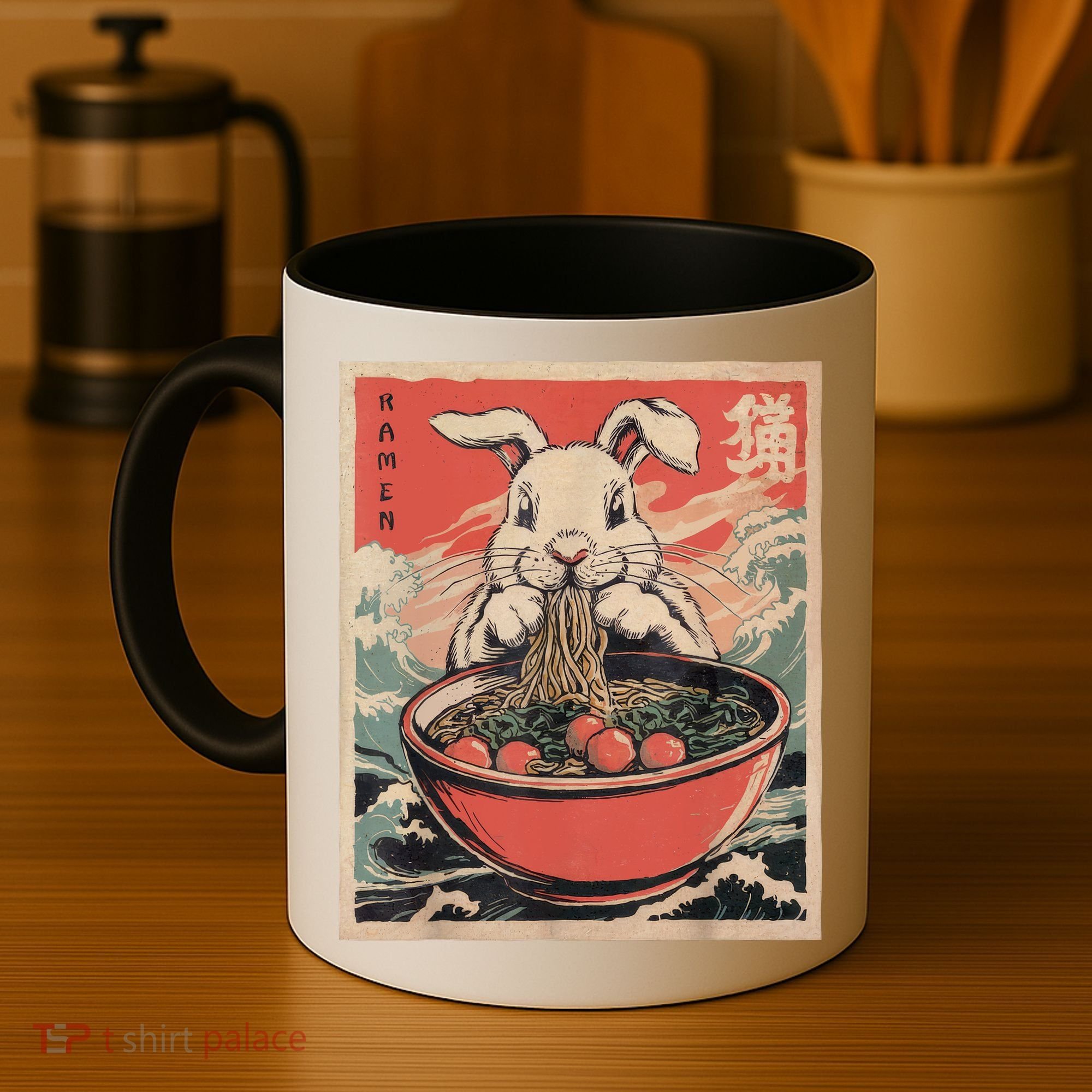 Easter Bunny Anime Ramen Tees Japanese Kawaii Funny Graphic  Coffee Mug