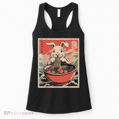 Easter Bunny Anime Ramen Tees Japanese Kawaii Funny Graphic  Women's Tank Top