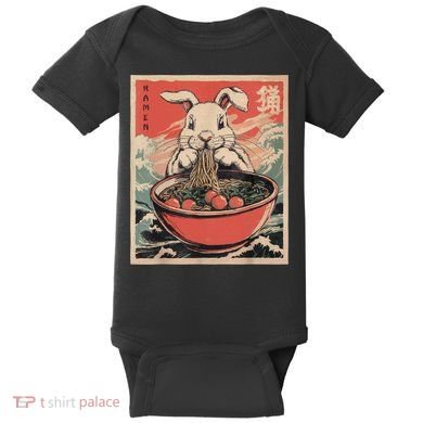 Easter Bunny Anime Ramen Tees Japanese Kawaii Funny Graphic  Baby Bodysuit