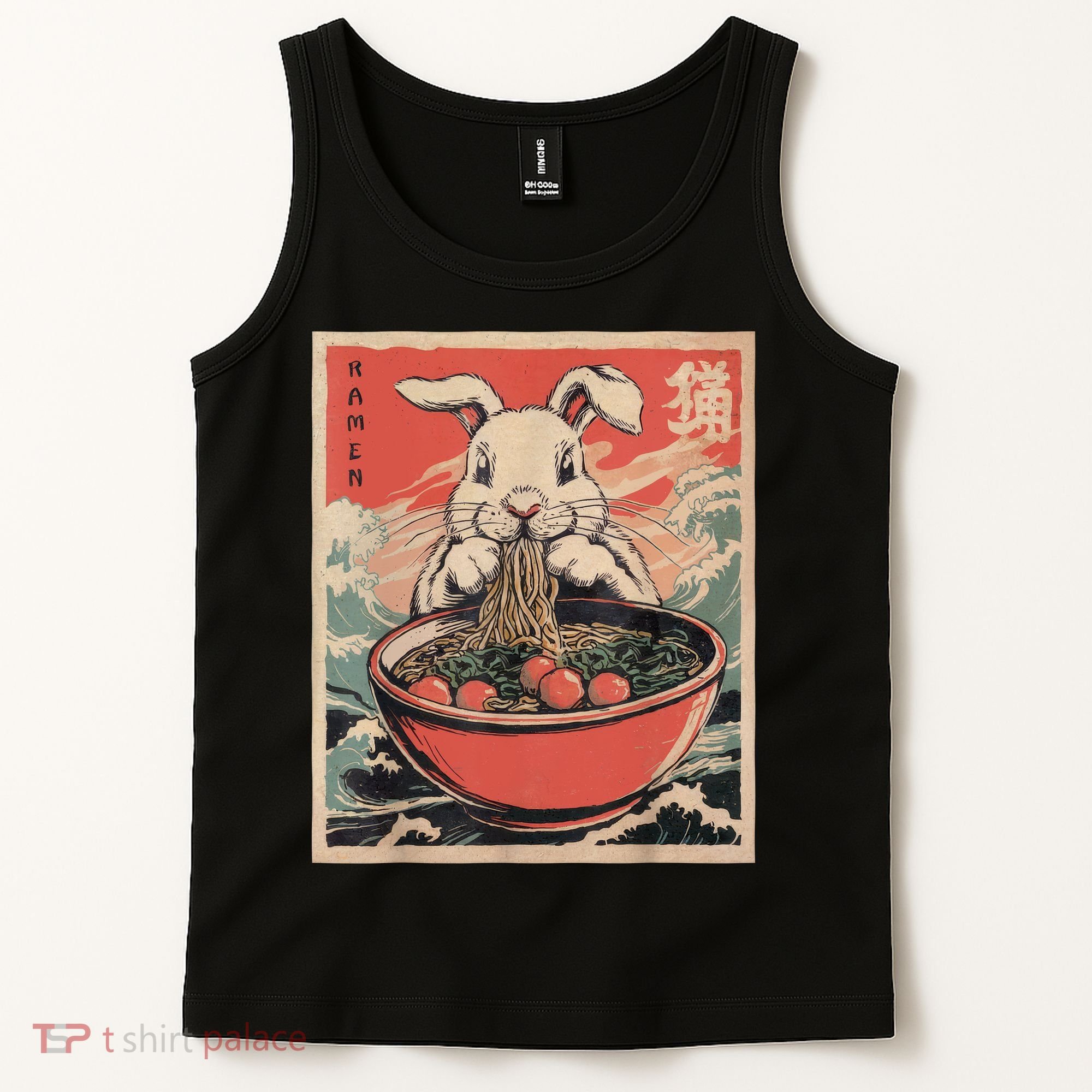 Easter Bunny Anime Ramen Tees Japanese Kawaii Funny Graphic  Tank Top