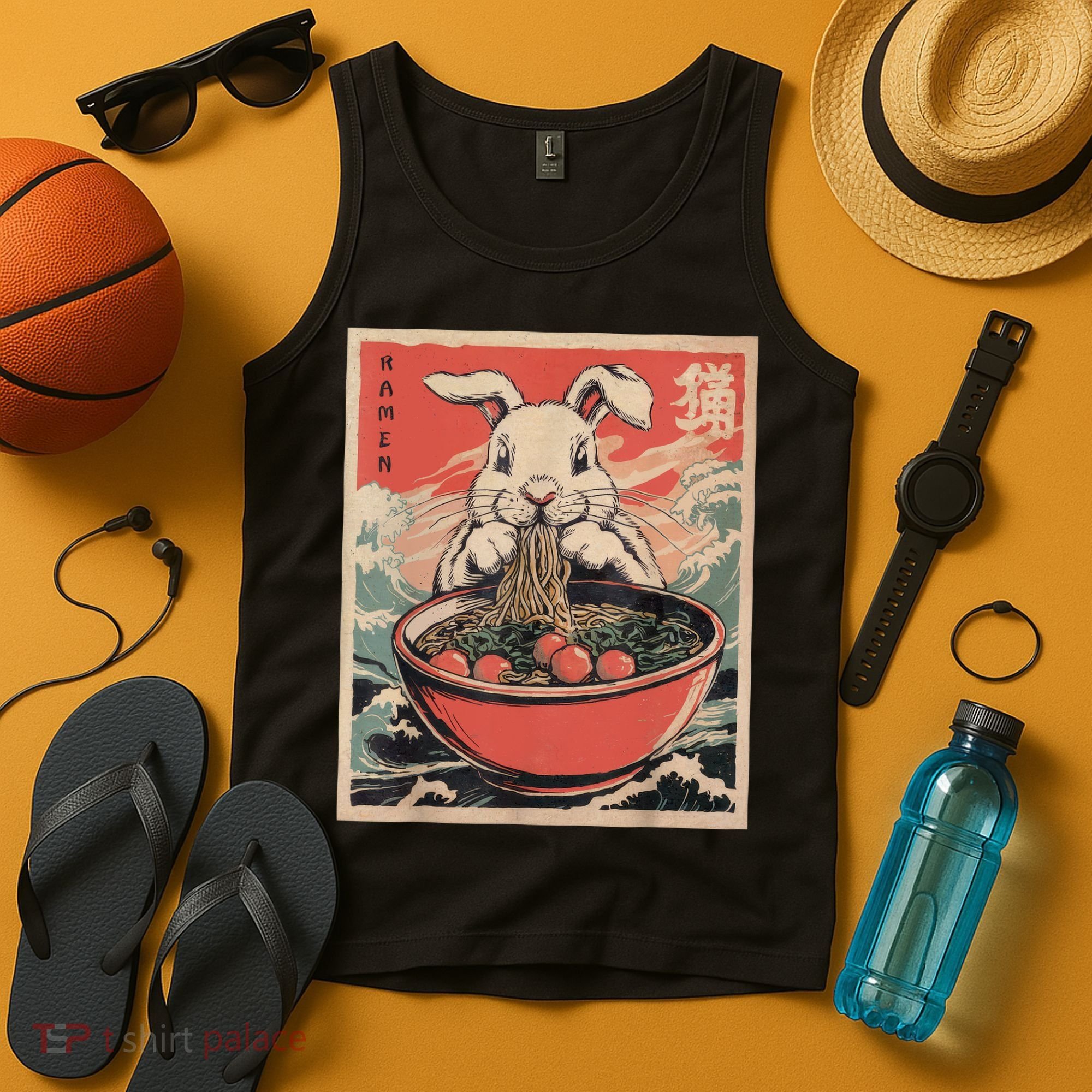 Easter Bunny Anime Ramen Tees Japanese Kawaii Funny Graphic  Tank Top