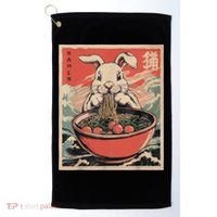 Easter Bunny Anime Ramen Tees Japanese Kawaii Funny Graphic  Golf Towel thumb 0