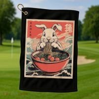 Easter Bunny Anime Ramen Tees Japanese Kawaii Funny Graphic  Golf Towel thumb 1