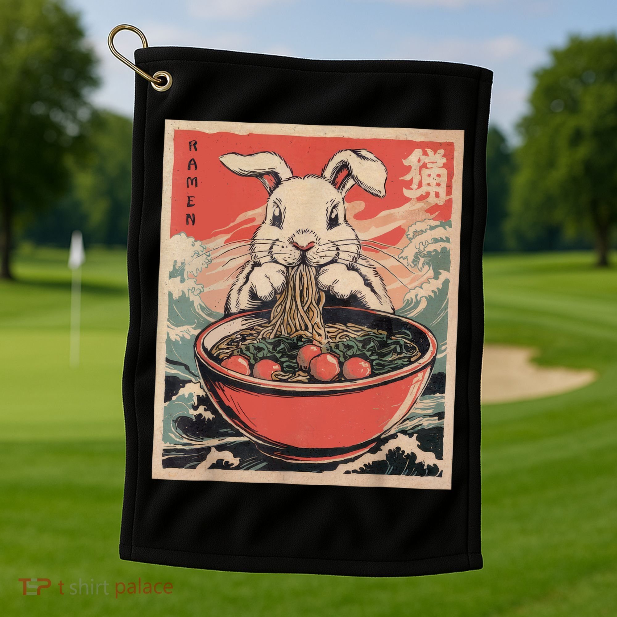 Easter Bunny Anime Ramen Tees Japanese Kawaii Funny Graphic  Golf Towel