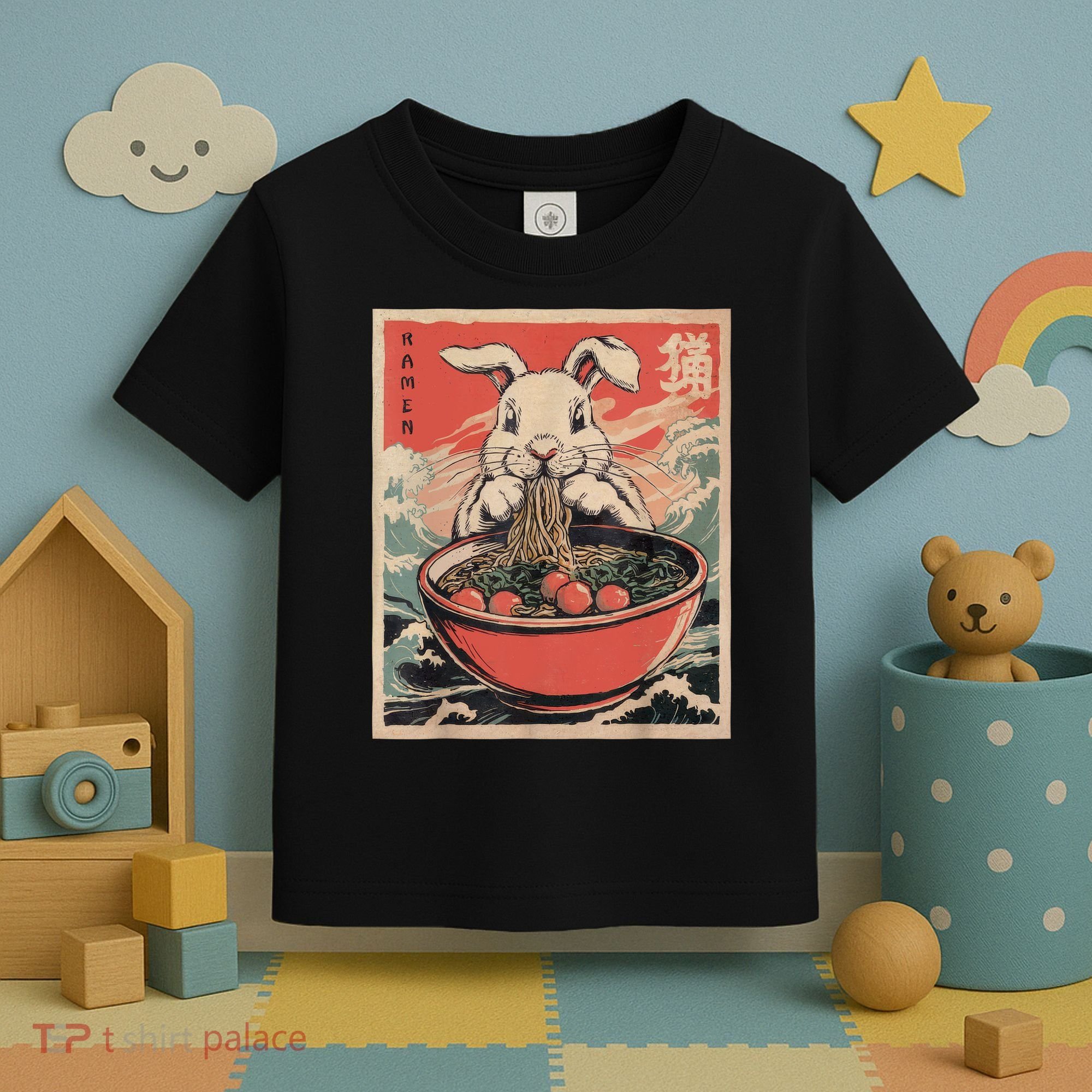 Easter Bunny Anime Ramen Tees Japanese Kawaii Funny Graphic  Toddler T-Shirt