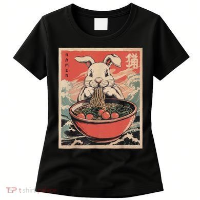 Easter Bunny Anime Ramen Tees Japanese Kawaii Funny Graphic  Women's T-Shirt
