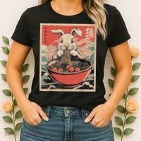 Easter Bunny Anime Ramen Tees Japanese Kawaii Funny Graphic  Women's T-Shirt thumb 2
