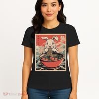 Easter Bunny Anime Ramen Tees Japanese Kawaii Funny Graphic  Women's T-Shirt thumb 4