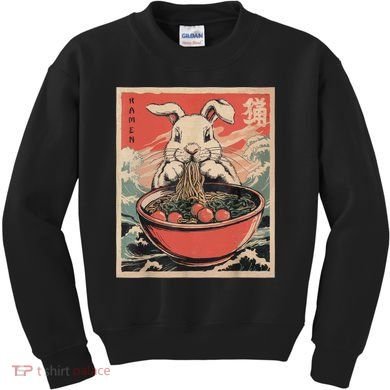 Easter Bunny Anime Ramen Tees Japanese Kawaii Funny Graphic  Kids Sweatshirt