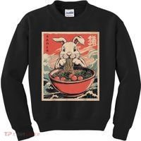 Easter Bunny Anime Ramen Tees Japanese Kawaii Funny Graphic  Kids Sweatshirt thumb 0