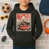Easter Bunny Anime Ramen Tees Japanese Kawaii Funny Graphic  Kids Hoodie thumb 2