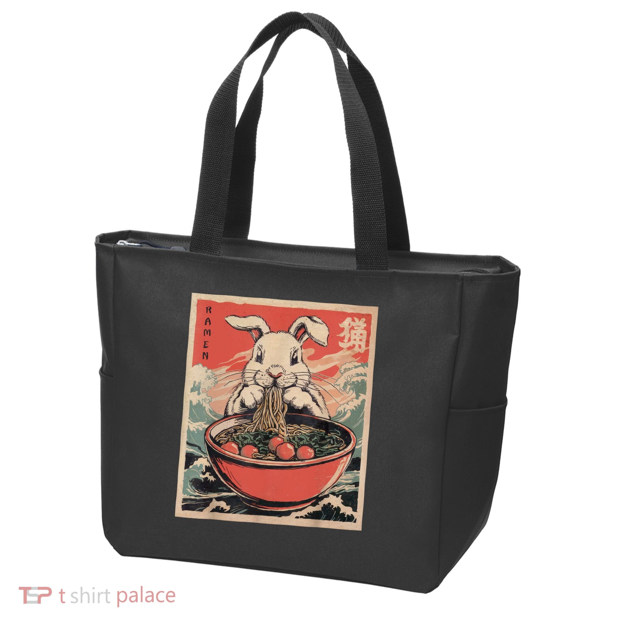 Easter Bunny Anime Ramen Tees Japanese Kawaii Funny Graphic  Tote Bag