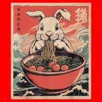 Easter Bunny Anime Ramen Tees Japanese Kawaii Funny Graphic  Santa Hat thumb 1