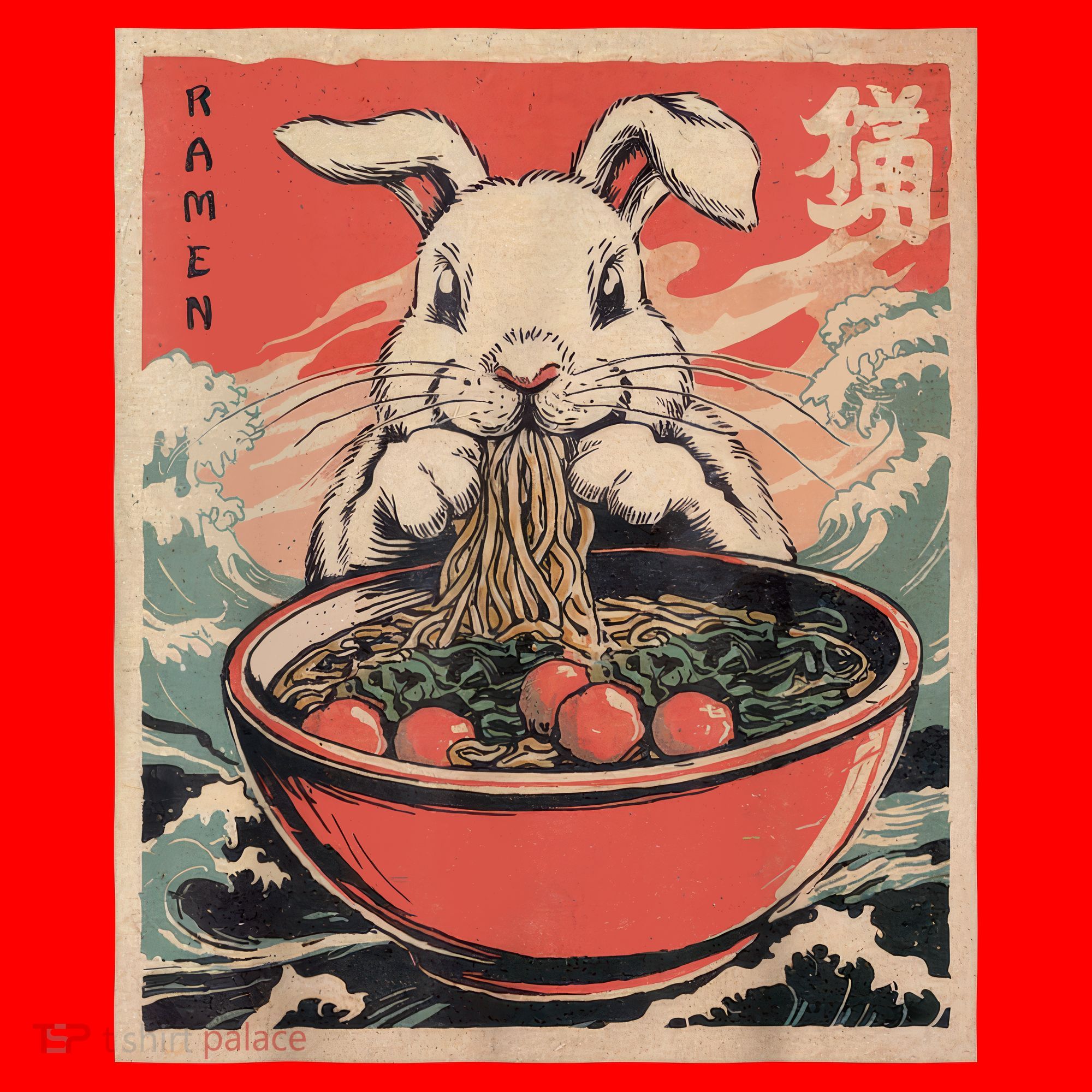 Easter Bunny Anime Ramen Tees Japanese Kawaii Funny Graphic  Santa Hat