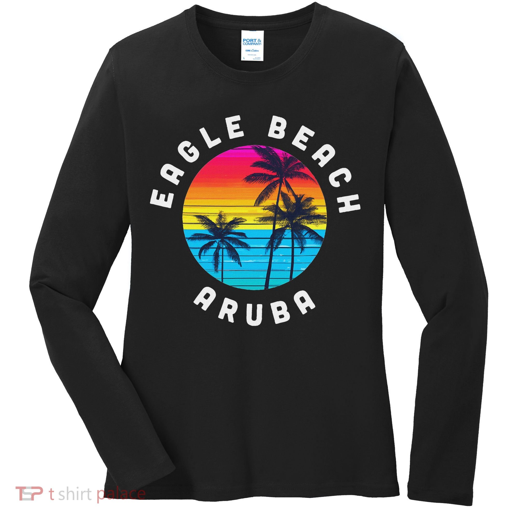 Eagle Beach Aruba Vacation Souvenir Sunset Beach Women's Long Sleeve Shirt