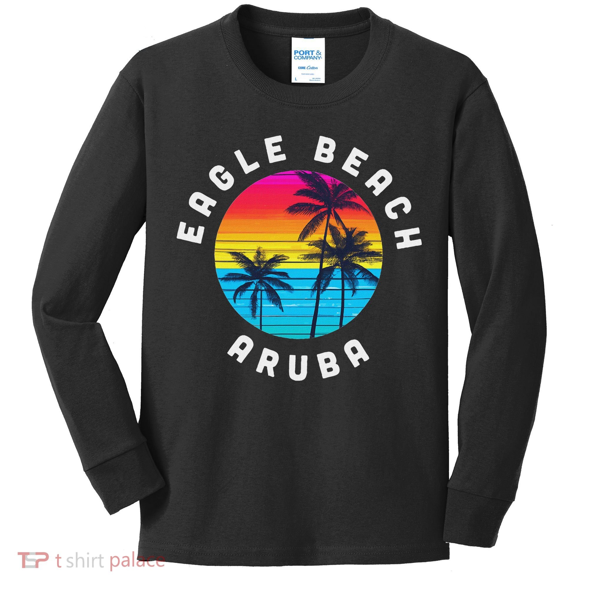 Eagle Beach Aruba Vacation Souvenir Sunset Beach Kids Long Sleeve Shirt