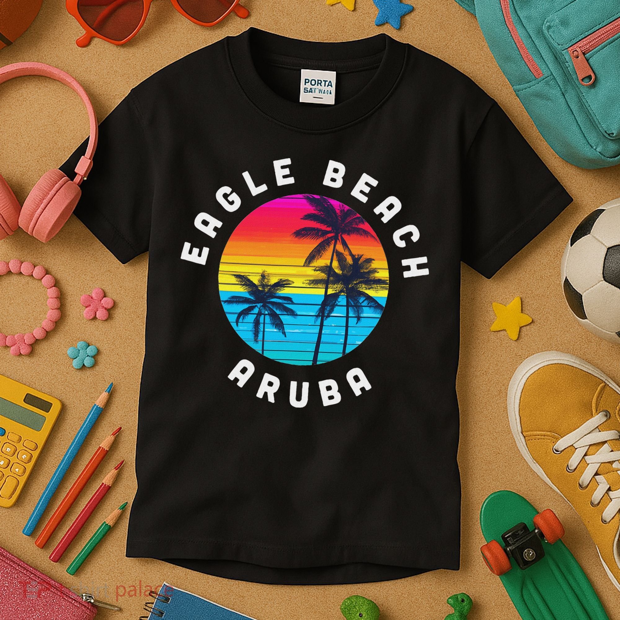 Eagle Beach Aruba Vacation Souvenir Sunset Beach Kids T-Shirt