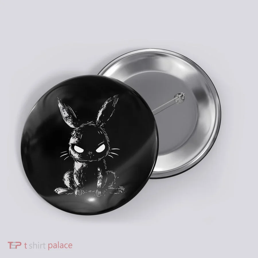 Evil Bunny Angry Rabbit Alt Goth Grunge Horror Creepy Cute Button