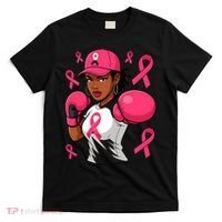 Empower Black African American Fight Breast Cancer Ribbon T-Shirt thumb 0