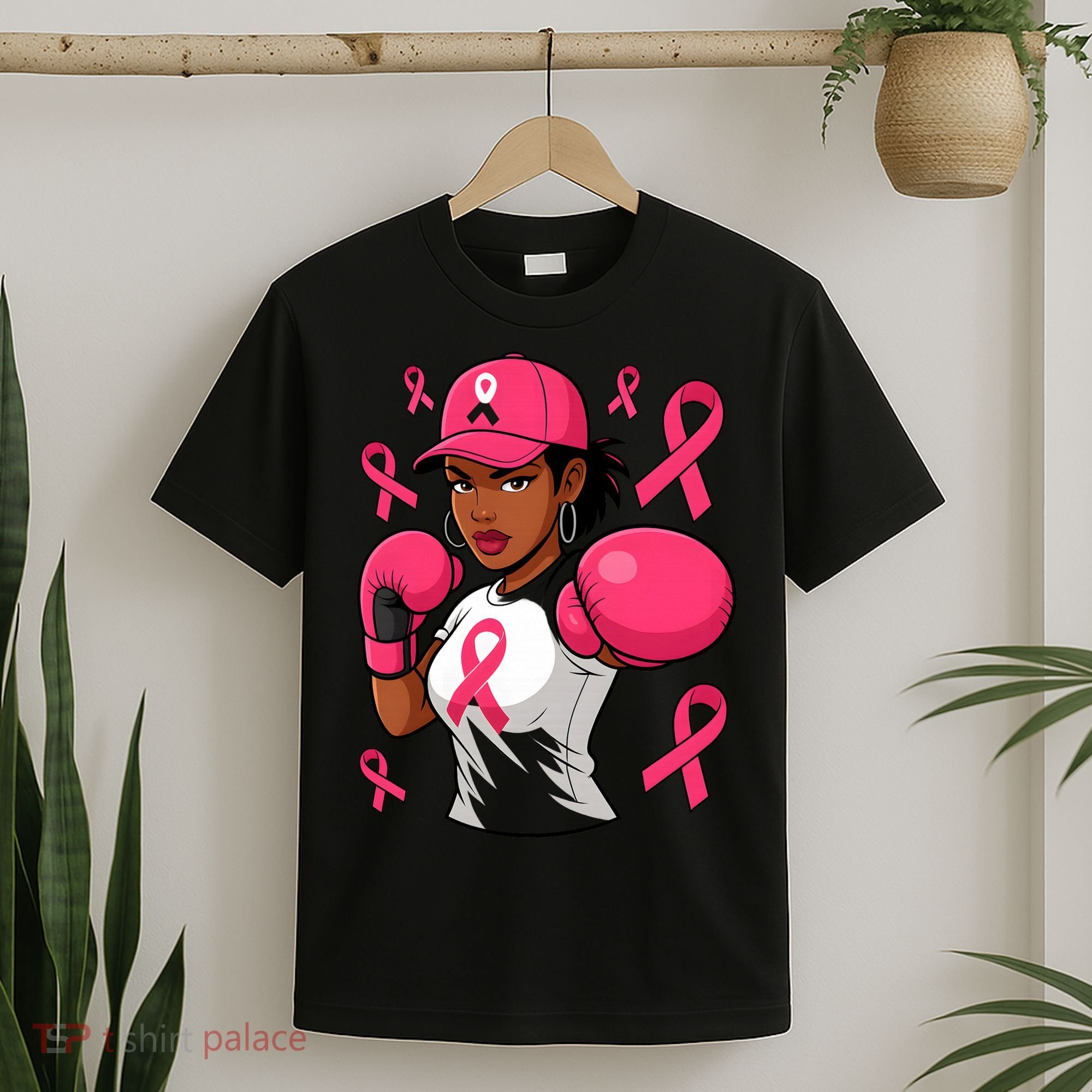 Empower Black African American Fight Breast Cancer Ribbon T-Shirt