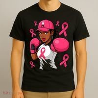 Empower Black African American Fight Breast Cancer Ribbon T-Shirt thumb 3