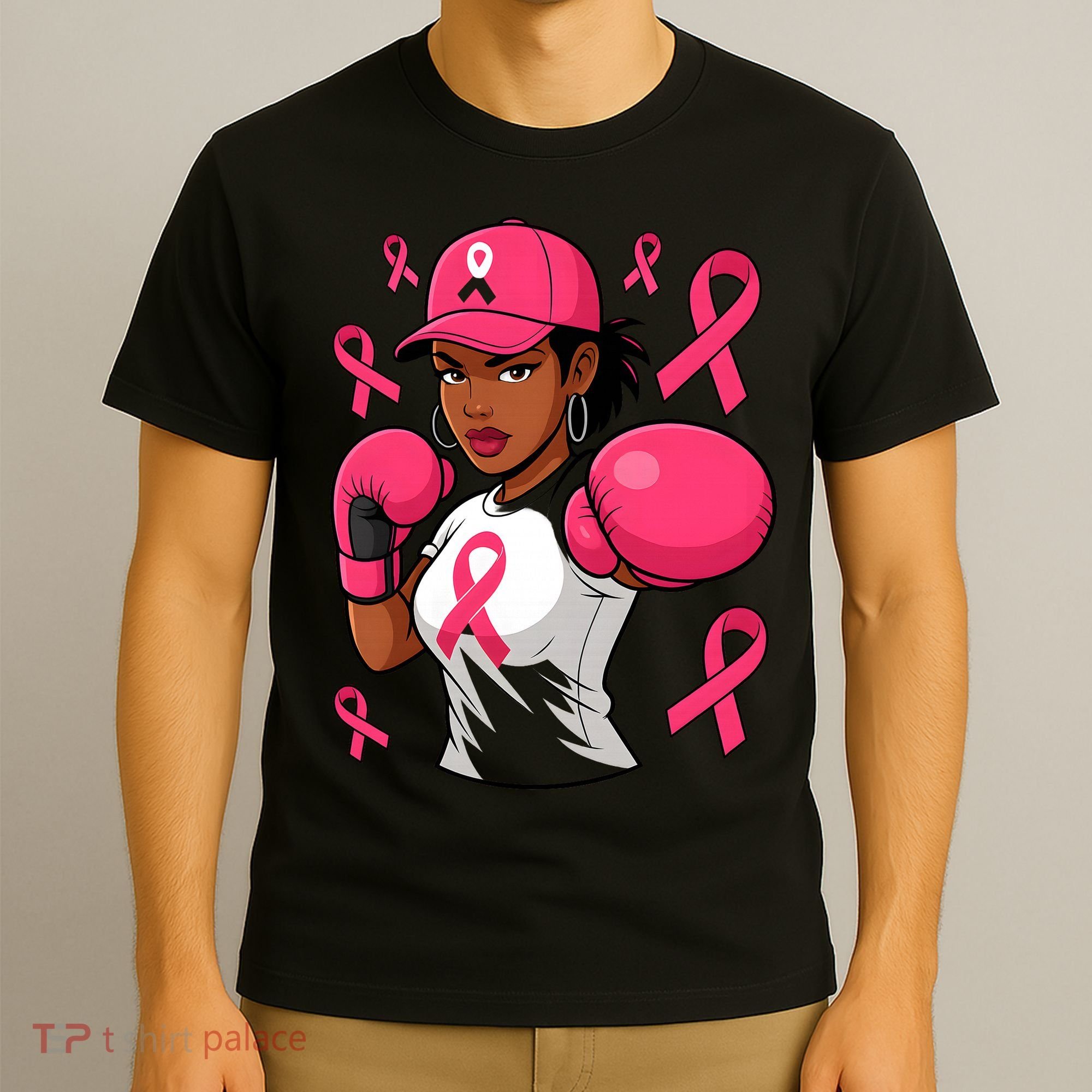 Empower Black African American Fight Breast Cancer Ribbon T-Shirt