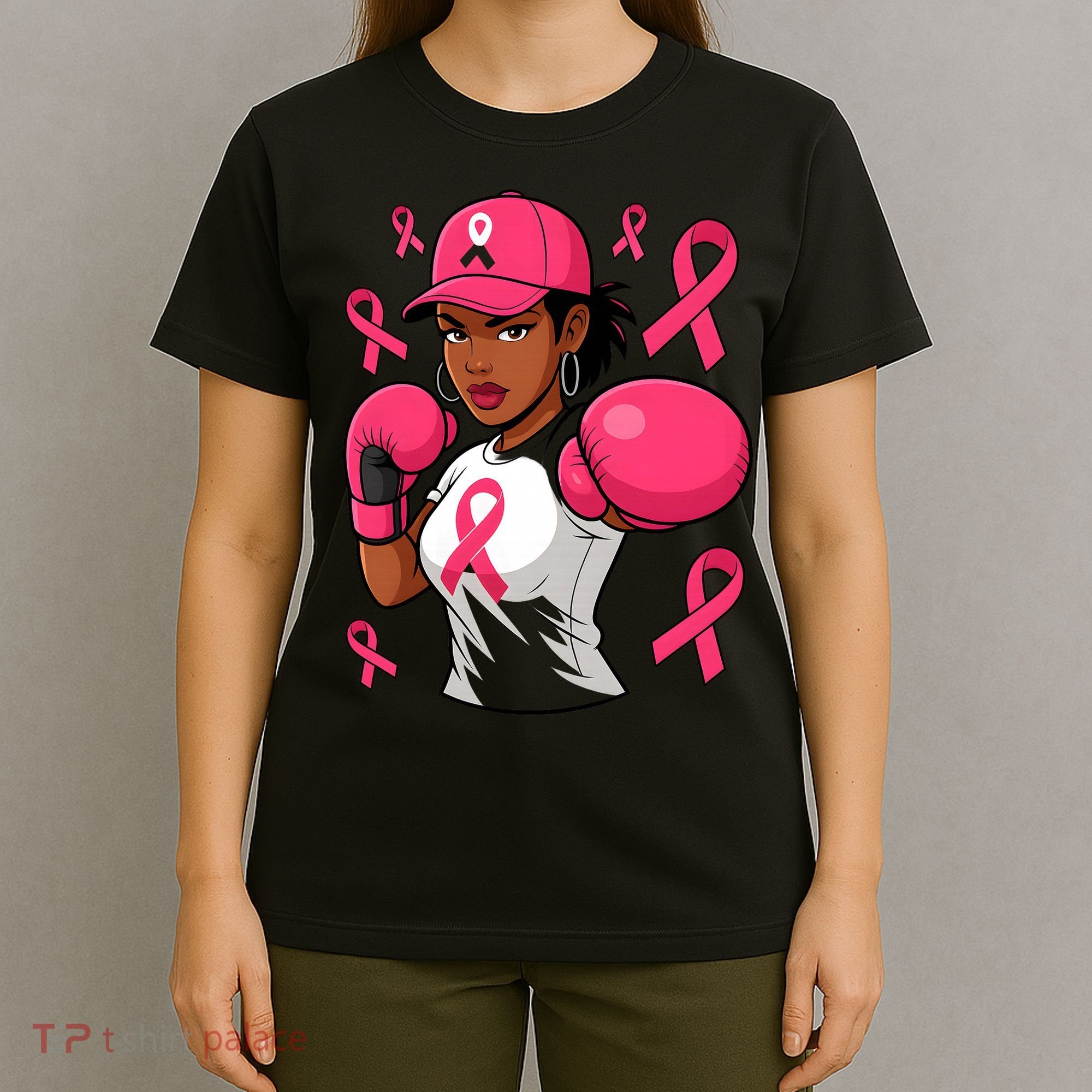 Empower Black African American Fight Breast Cancer Ribbon T-Shirt