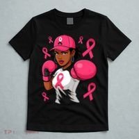 Empower Black African American Fight Breast Cancer Ribbon T-Shirt thumb 5