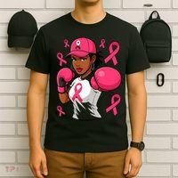 Empower Black African American Fight Breast Cancer Ribbon T-Shirt thumb 6