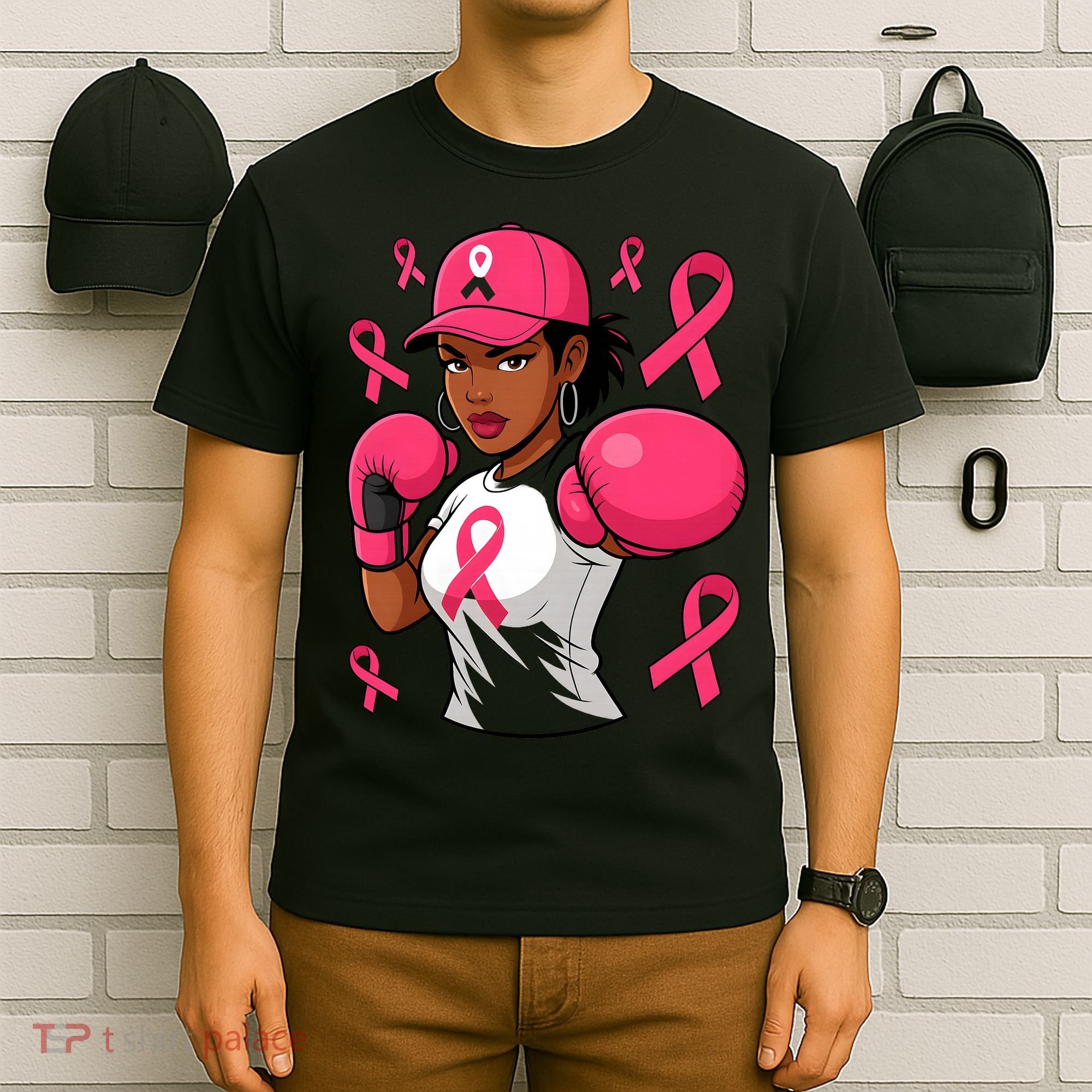 Empower Black African American Fight Breast Cancer Ribbon T-Shirt