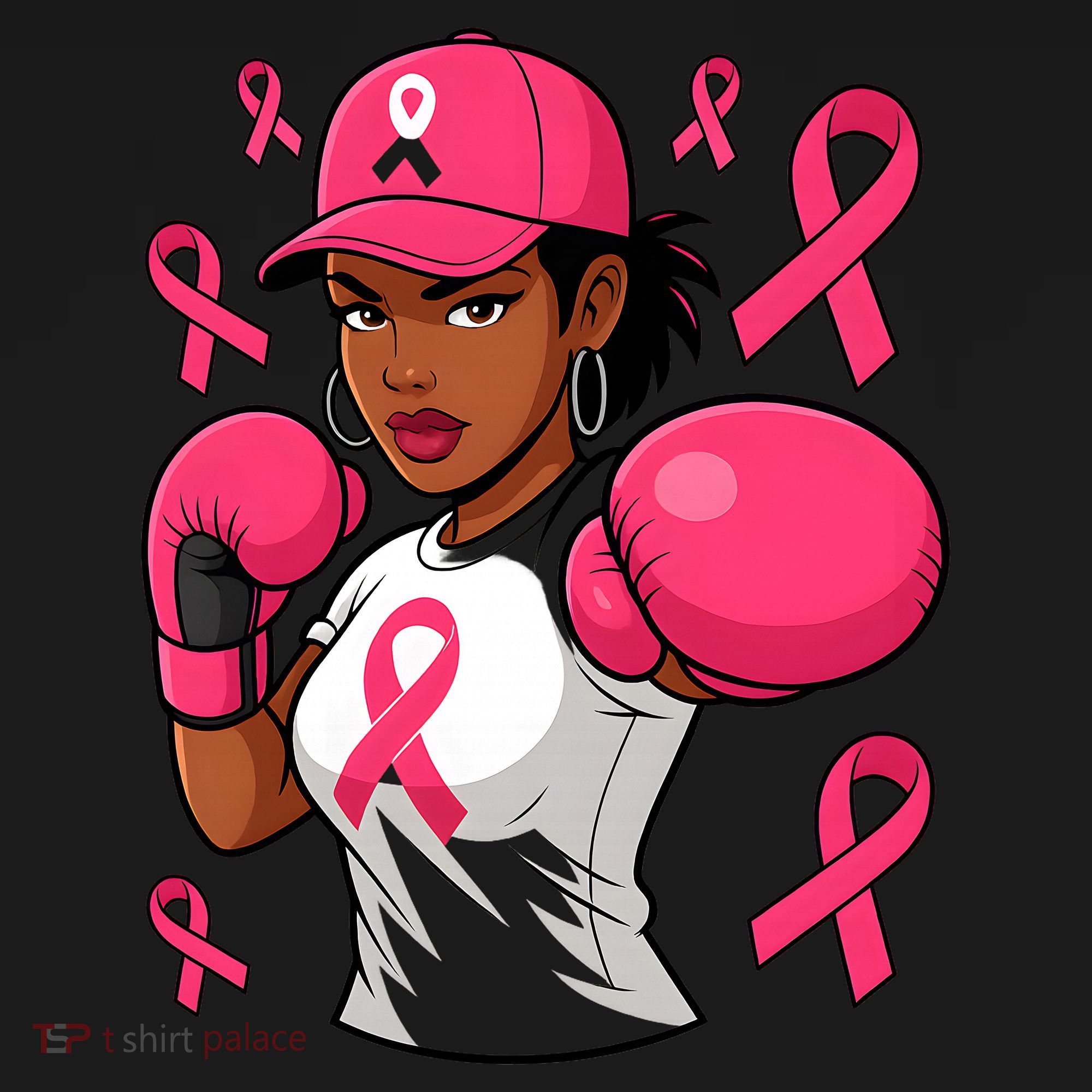Empower Black African American Fight Breast Cancer Ribbon T-Shirt