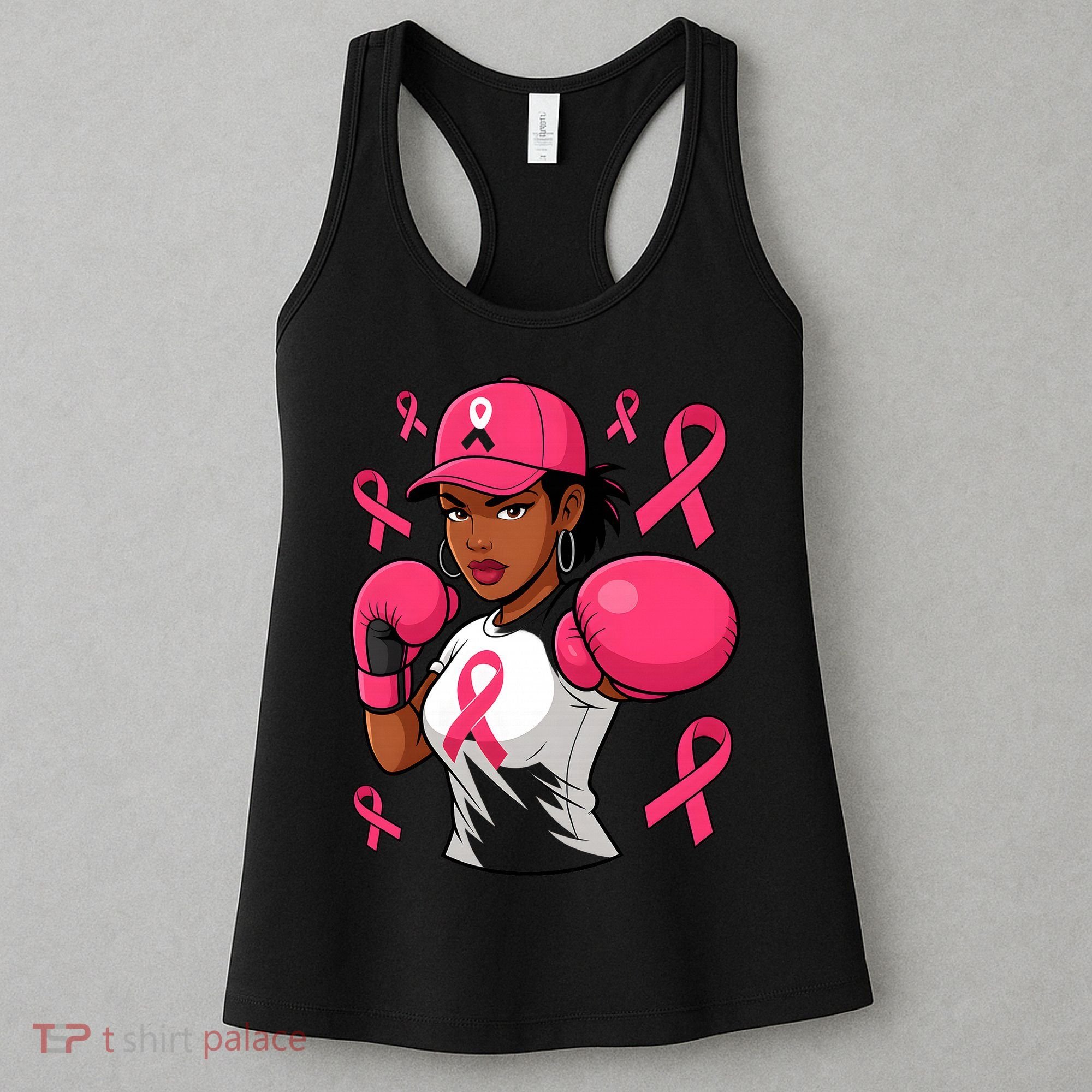 Empower Black African American Fight Breast Cancer Ribbon Women's Tank Top