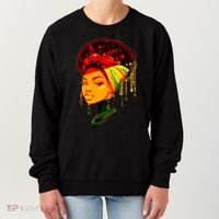 Elegant Black African American Woman With Afro Head Wrap Women's Sweatshirt thumb 0