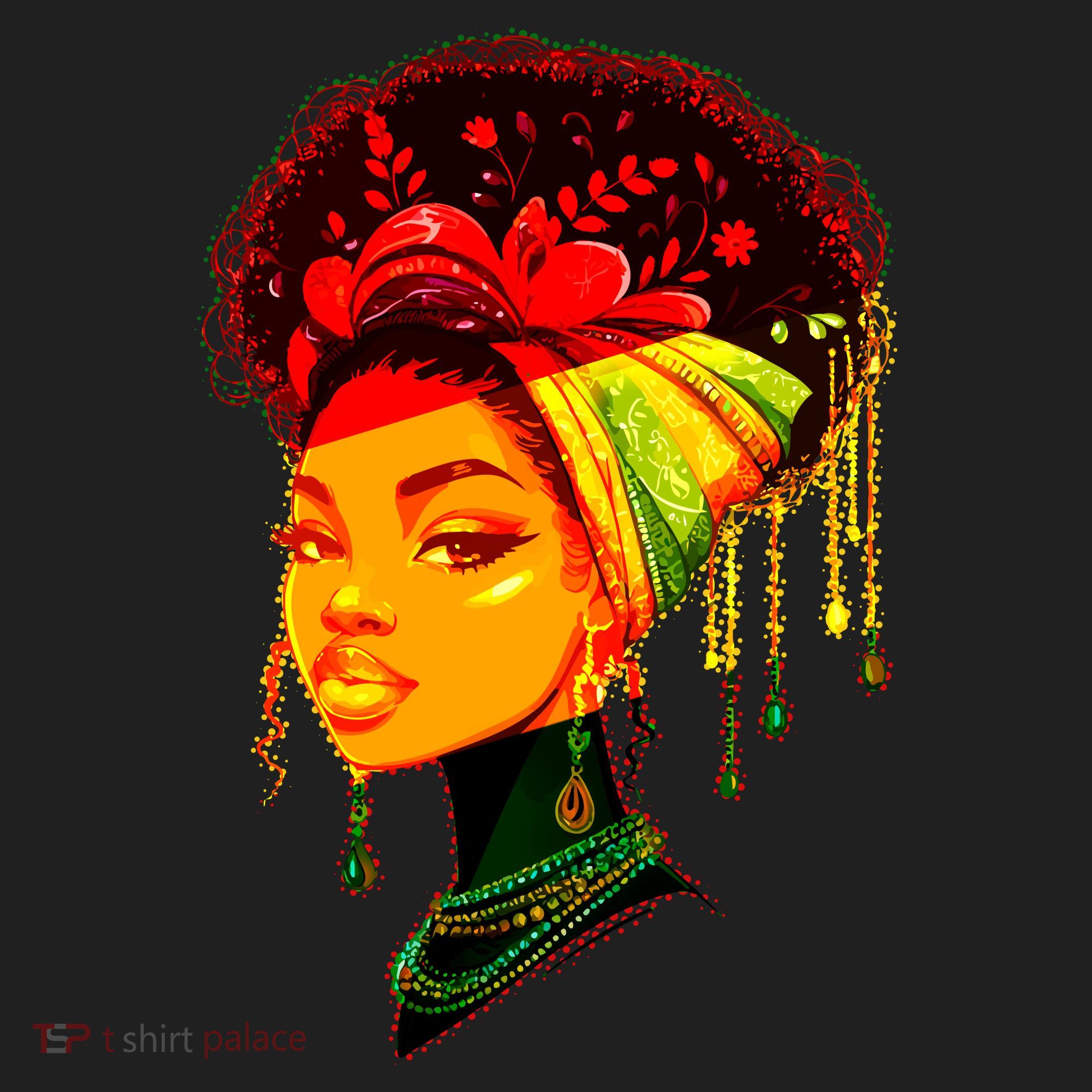 Elegant Black African American Woman With Afro Head Wrap Women's Sweatshirt
