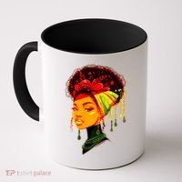 Elegant Black African American Woman With Afro Head Wrap Coffee Mug thumb 0