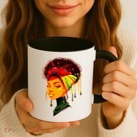 Elegant Black African American Woman With Afro Head Wrap Coffee Mug thumb 3