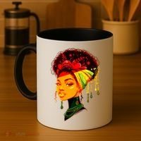 Elegant Black African American Woman With Afro Head Wrap Coffee Mug thumb 4