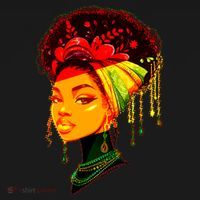 Elegant Black African American Woman With Afro Head Wrap Women's Hoodie thumb 2