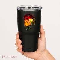 Elegant Black African American Woman With Afro Head Wrap Tumbler thumb 2