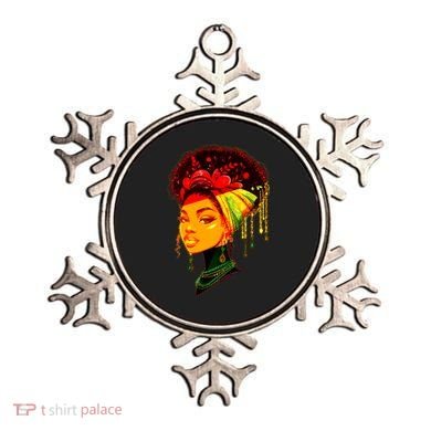 Elegant Black African American Woman With Afro Head Wrap Ornament