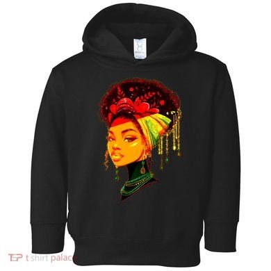 Elegant Black African American Woman With Afro Head Wrap Toddler Hoodie