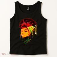 Elegant Black African American Woman With Afro Head Wrap Tank Top thumb 2
