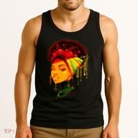 Elegant Black African American Woman With Afro Head Wrap Tank Top thumb 3