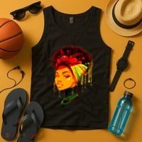 Elegant Black African American Woman With Afro Head Wrap Tank Top thumb 4