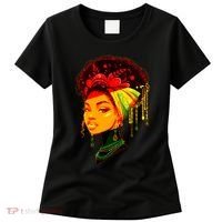 Elegant Black African American Woman With Afro Head Wrap Women's T-Shirt thumb 0